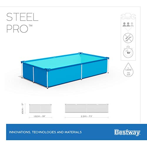 Bestway Rectangular Frame Swimming Pool, Steel Pro, 7.3 ft