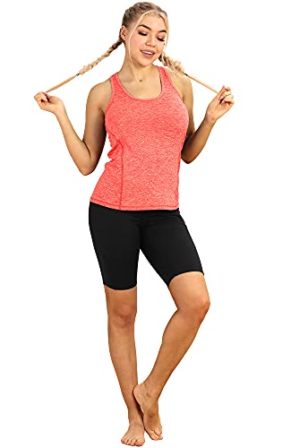 icyzone Workout Running Tank Top for Women - Racerback Yoga Tops Exercise Gym Shirts 3-Pack (XXL, Black/Granite/Orange)