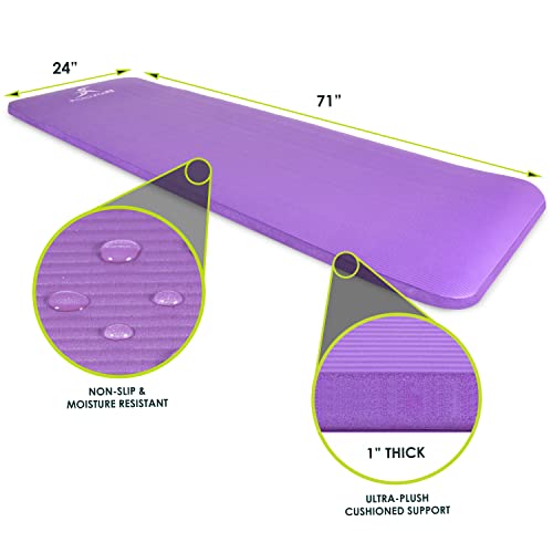 ProsourceFit Extra Thick Yoga and Pilates Mat, 1-Inch Thickness, Purple 1 Inches,ps-1998-etm-purple