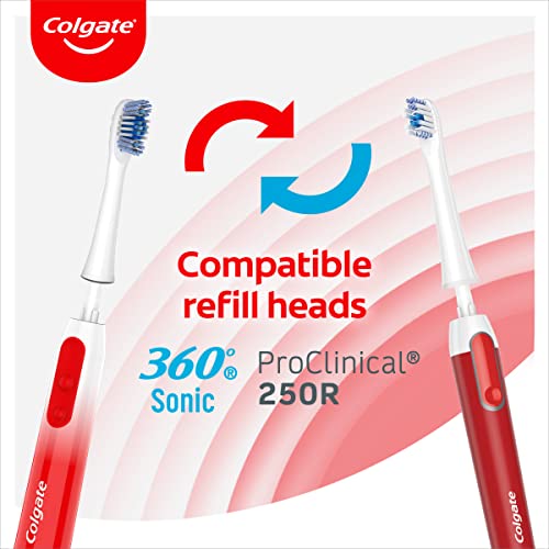 Colgate 360 Sonic Max White Battery Powered Toothbrush cleans in 4 ways and polishes teeth surface for a healthy, whole mouth clean with a replaceable head and a battery