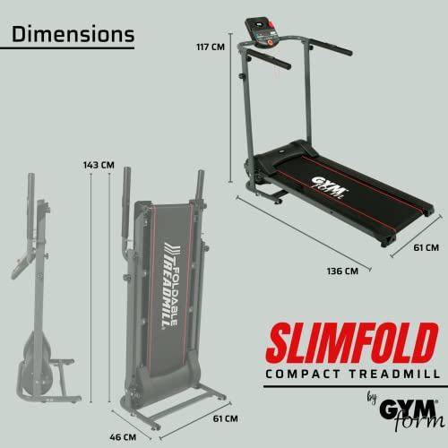 Treadmill for Home GYMFORM SLIM FOLD, As Seen On TV, LCD Monitor, Automatic Fitness Programs, Variable Speed, Easy storage