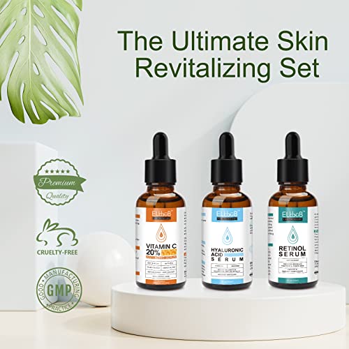 Age Defying Serum 3 Pack, Vitamin C Serum, Retinol Serum and Hyaluronic Acid Serum - Boost Skin Collagen,Hydrate & Plump Skin, Anti Aging & Wrinkle Facial Serum