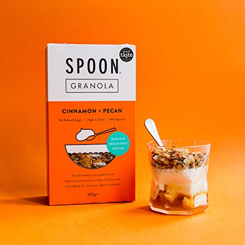 Spoon Cereal Healthy Cinnamon and Pecan Granola - All Natural, No Refined Sugar, High Fibre, Gluten Free, Plant Based Breakfast Cereal, 5 x 400 g