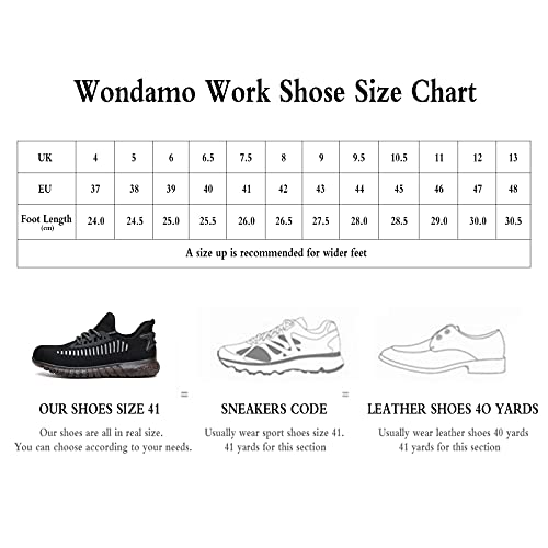 Safety Shoes Men Women Steel Toe Cap Trainers Lightweight Non-Slip Work Shoes Steel Toe Sport Sneaker Breathable Puncture Proof Industrial Protective Shoes (3 Black,11 UK)