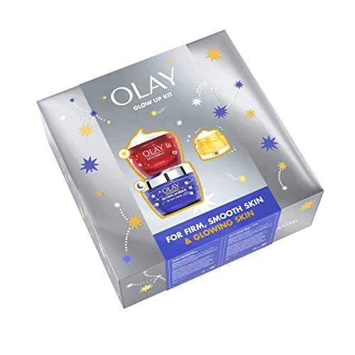 Olay Moisturiser Gift Box, Womens Skin Care Gift Sets & Kits, Vitamin C + AHA 24 Eye Cream 15ml, Retinol 24 MAX Night Cream 50ml & Regenerist Face Cream 50ml for Smooth & Glowing Skin