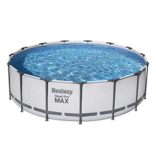 Bestway Steel Pro MAX Frame Pool Complete Set with Filter Pump Diameter 457 x 122 cm, Light Grey, Round