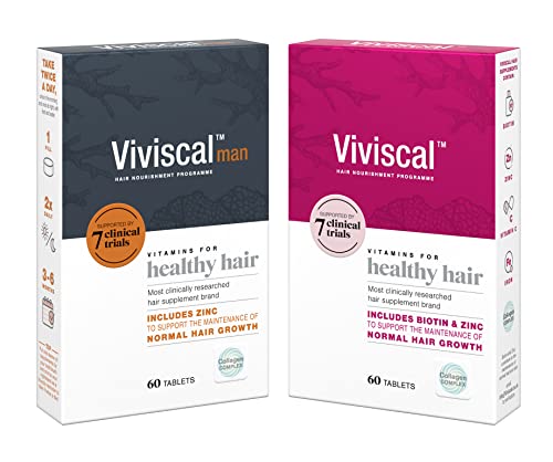 Viviscal Biotin Hair Supplement For Women, Pack of 60 Biotin & Zinc Tablets, Natural Ingredients with Rich Marine Protein Complex AminoMar C, Contributes to Healthy Hair Growth (1 Month Supply)