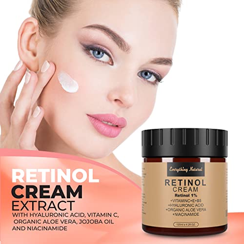 Retinol Cream - Premium Moisturizer for face - Large - 120ml/4.2fl.OZ - Infused with Hyaluronic Acid, Vitamin C Serum, Vitamin E, and Niacinamide