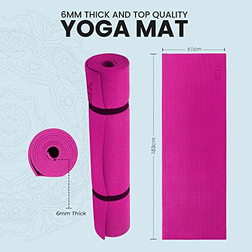 Xn8 Sports Yoga Mat, Non Slip Exercise mat, 6mm Thick Workout Mat, Best for Pilates Gymnastics Gym Meditation & Stretching, Lightweight with Carry Strap for Travel & Outdoor Men & Women