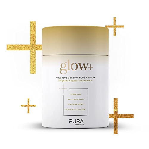 Pura Collagen Powdered Supplement Glow+, 10,000mg Hydrolysed Peptides, Hyaluronic Acid, Vitamins & Minerals, 28 Servings, 284 g