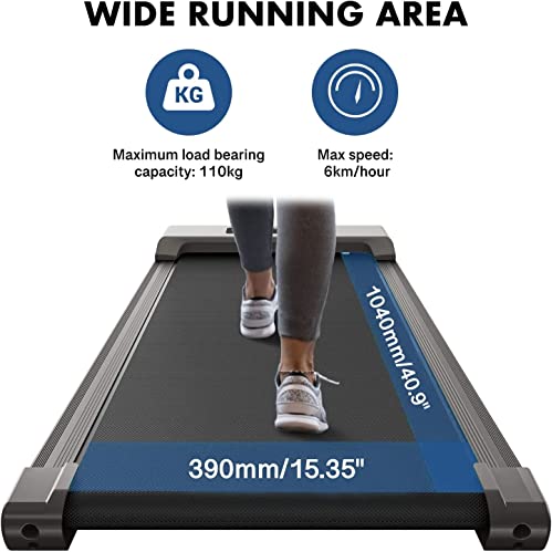 Under Desk Treadmill - Electric Treadmills for Home with Blue Tooth Speaker, Remote Control and LED Display, Quiet Walking Jogging Pad for Home and Office Working (grey)