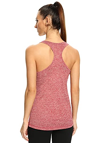 Vislivin Workout Tank Tops for Women Running Racerback Tanks Exercise Yoga Tops Activewear Vest - 4 Pack Black/Gray/Black/Wine Red-8 S