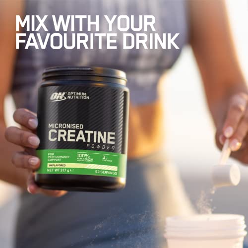 Optimum Nutrition Micronised Creatine Powder, Creatine Monohydrate Powder for Performance, Unflavoured, 93 Servings, 317 g, Packaging May Vary