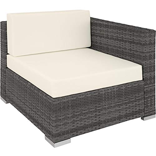 TecTake 800892 Aluminium rattan garden furniture sofa outdoor set incl. pillows and clamps (Grey)