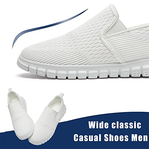 Oltyutc Men's Trainers Sports Gym Running Shoes Breathable Loafers Sneaker Casual Athletic Tennis Shoes White Size 5.5