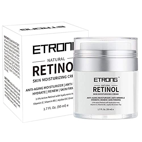 Retinol Moisturizer Cream,ETRONG Anti-aging Wrinkle Night/Day Cream for Face and Eye with 2.5% Retinol,Hyaluronic,Vitamin E and Jojoba Oil (50 ml)