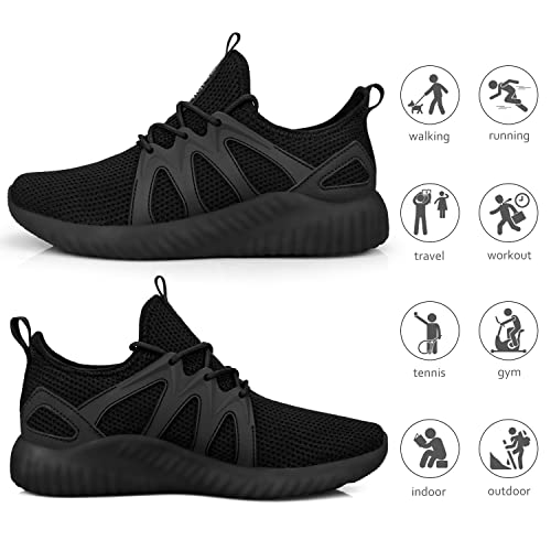 Giniros Mens Trainers Running Shoes Walking Shoes Gym Sports Training Shoes Casual Shoes All Black 280mm Label 46 UK 11