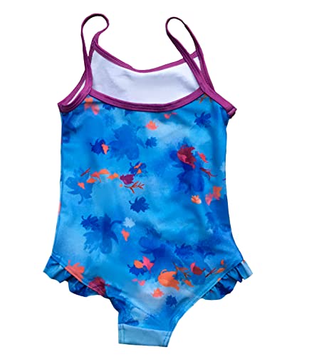 Disney Girls Frozen Swimming Costume, One Piece Swimwear Featuring Anna and Elsa, Age 5-6 Years Blue