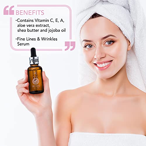 Anti Aging Serum 30ml - Fine Lines & Anti Wrinkle Dropper Serum - Vitamin C/Retinol/Hyaluronic Acid Serum - Skin Care Vitamin E Serum - Moisturizing Face Serum - Jojoba/Aloe Vera/Shea Oils