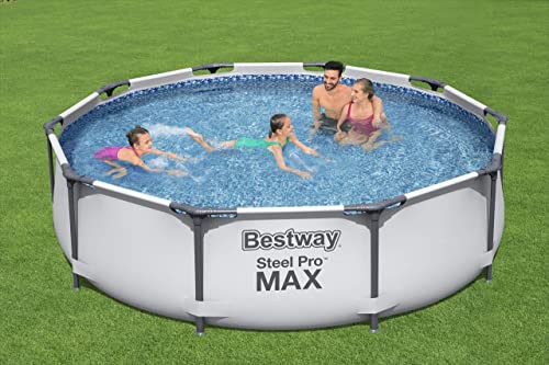 Bestway BW56408GB Steel Pro Max Swimming Pool with Pump, Blue, 10 ft x 30-Inch Round Frame Swimming Pool with Filter Pump, 4678 liters, Steel Pro Max, 30 Inch Deep, 10 ft