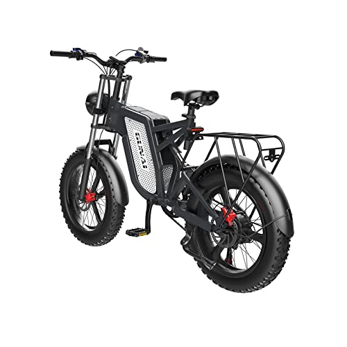 GUNAI Off-Road Electric Bike for Adults, 20 Inch Snow Bike 7 Speed with Brushless Motor and Detachable 48V 25AH Lithium Ion Battery with Dual Shock Absorbers