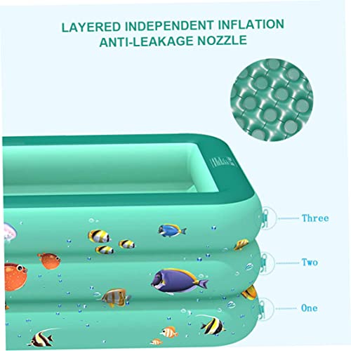 Paddling Pool, Inflatable Paddling Pools for Kids Cartoon Paddle Pool Small Swimming Pools for Gardens Outdoor Backyard Green 150CM