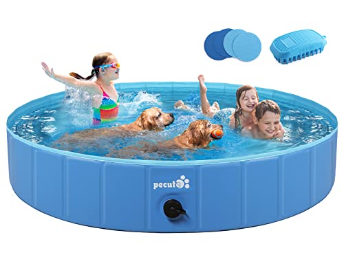 Pecute Paddling Pool for Pets& Kids, Sturdy Foldable Dog Swimming Pool Bathtub Children Ball Pits Kids Paddling Bathing Pool For Garden Patio Bathroom(XXL: 180 x 30 cm)