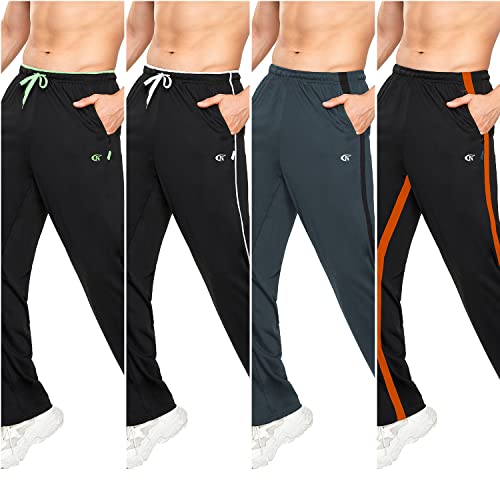 YuKaiChen Tracksuit Bottoms Mens Joggers Lightweight Loose Fit Quick Dry Elasticated Waist Open Hem Activewear Trousers with Pocket Black/Grey-M