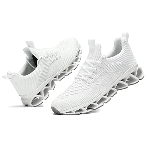 Men's Trainers Blade Running Walking Shoes Mesh Breathable Sport Fashion Sneakers Gym Tennis Casual Zapatos White