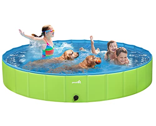 Pecute Dog Paddling Pool, Sturdy Foldable Dog Swimming Pool with Handle - Pet Bathtub Children Kids Ball Pits Sandbox Bathing Pool For Garden Patio Bathroom (XXL: 180 x 30 cm)