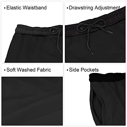 Arcweg Men's Swim Trunks Mens Board Shorts with Zipper Pockets Surfing Stretchy Beach Shorts Breathable Mesh Lining Quick Dry Black M(UK)