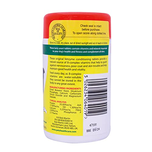 Vetzyme | Conditioning Dog Supplements, Promotes Health & Vitatlity | Supports Immune System | Nutritional Savoury Treat (240 Tablets)