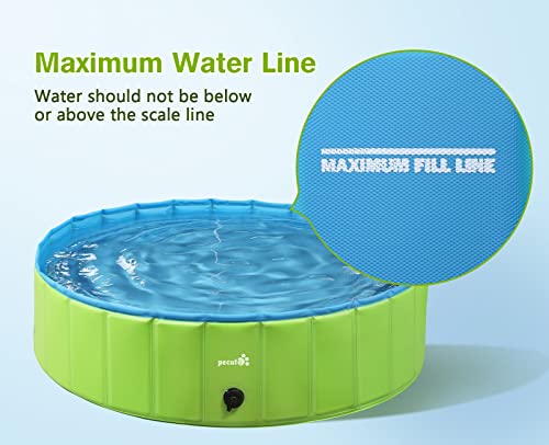 Pecute Dog Paddling Pool, Sturdy Foldable Dog Swimming Pool with Handle - Pet Bathtub Children Kids Ball Pits Sandbox Bathing Pool For Garden Patio Bathroom (XXL: 180 x 30 cm)