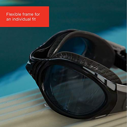 Speedo Adult Unisex Futura Biofuse Flexiseal Swimming Goggles, Extra Comfort, Cushioned Fit, Black and Smoke, One Size