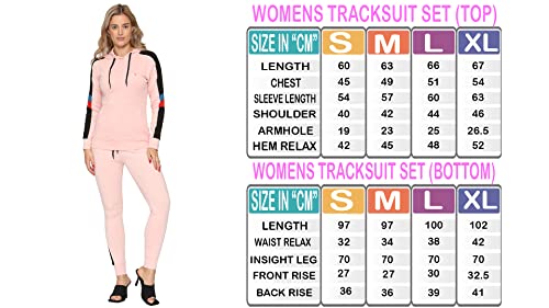 biyya® Women’s Sportswear Set, 2 Piece Women Track Suit Set Hoodie and Stretch Legging Ladies Gym Wear Tracksuits Activewear Set S to XL (Pink, Medium)