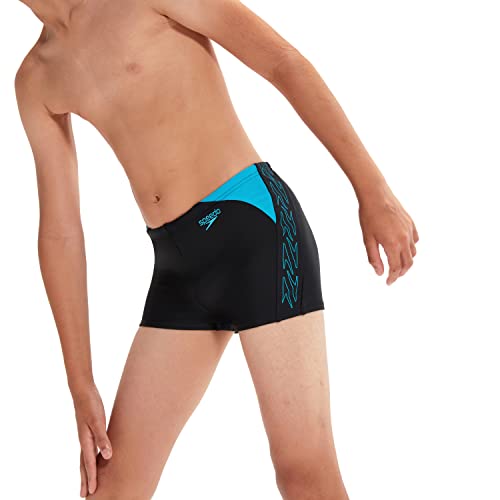 Speedo Boy's Hyper Boom Splice I Aquashort, Black/Bolt, 7-8 Years