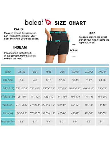 BALEAF Women's Swim Shorts High Waisted Quick Dry UPF50+ Summer Board Swimming Shorts Boyleg with Liner Black S