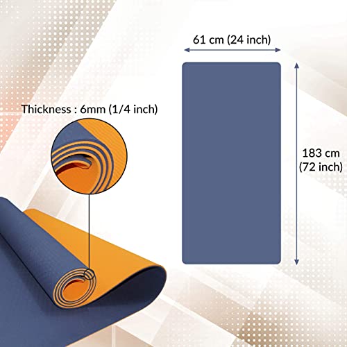 ComFyMat Yoga Mat – Non-Slip Premium TPE Yoga Mat [Bonus Waterproof Carry Bag] – Eco-Friendly Workout Mat for Pilates, Meditation, Women, Men – Fitness Exercise Mat, 183cm x 61cm x 6mm