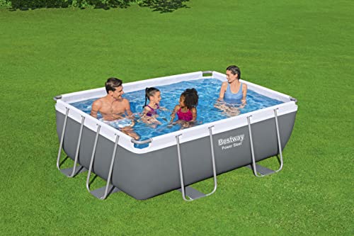 Bestway Power Steel Rectangular Swimming Pool, 3662 Litres, Grey, 2.82 x 1.96 x 84 cm