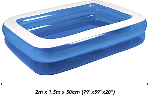 VFM - 2m Family Paddling Pool PVC Inflatable Giant Capacity Swimming Super Fun For Kids Holiday Summer Garden Swim Splash With Repair Kit- Wild 'n Wet