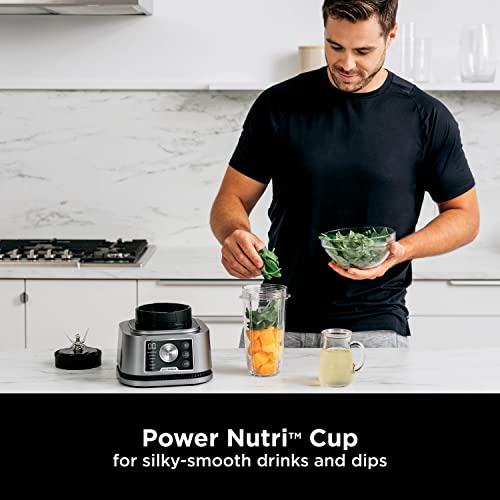 Ninja Foodi Nutri Blender [CB350UK] 3-in-1 Power Nutri Blender, Auto-iQ Technology, 1200W Smart Torque Motor, 2.1L Jug, 700 ml Cup and 400 ml Bowl, Silver