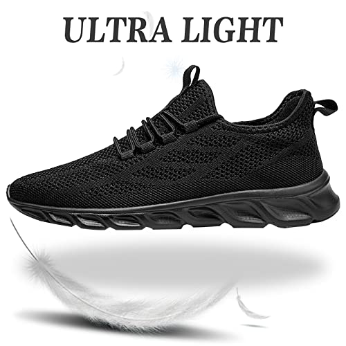 Linenghs Mens Trainers Running Shoes Lightweight Gym Trainers Summer Tennis Sports Shoes Fitness Outdoor Sneakers Black 8