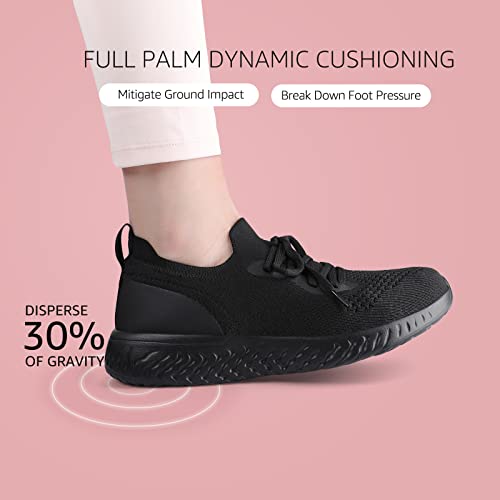 HKR Womens Trainers Athletic Running Shoes Comfortable Walking Shoes Lightweight Tennis Shoes Breathable Ladies Outdoor Gym Sport Sneakers Black 3/UK