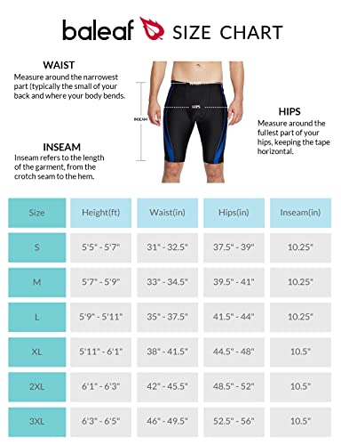 BALEAF Swim Jammers Men Athletic Swimsuit Training Lap Swimming Racing Competition Compression Shorts Blue XL