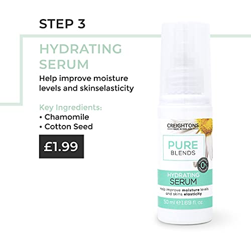 Creightons Pure Blends Hydrating Serum (50ml) - Help improve moisture levels and skins elasticity, with chamomile and cotton seed extracts. Dermatologically tested & fragrance free.