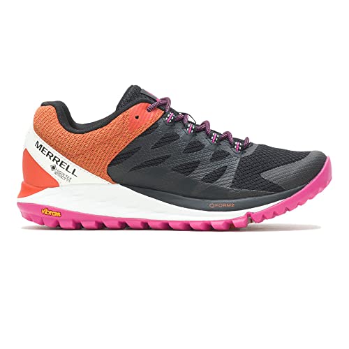 Merrell Women's Antora 2 GTX Walking Shoe, Black/Tangerine, 8