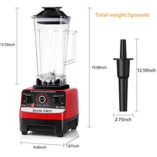 Blender Smoothie Maker 2000W with 15 Speed Control,2L BPA-Free Tritan Container, 6 Titanium Stainless Steel Blade,Jug Blender mixer High Speed Juicer/Ice/Smoothie/Frozen Dessert/Hot Soup/Nuts