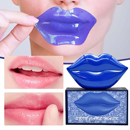 20Pcs Cherry Lip Masks in Case,Nourishing Lip Balm,Lip Plumping Serum for Dry Lips,Collagen Lip Sleep Masks Anti-Wrinkle Anti-Aging Hydrating Lip Care Pad Plump Your Lips Enhancement Skin Care (Blue)