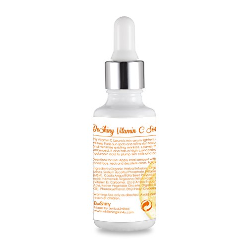 BeShiny Vitamin C Serum for face WITH HYALURONIC ACID + JOJOBA OIL +VIT E - Anti Aging Brightening Face Serum for Pure Skin Glow - Reduce Wrinkles & Dark Spots