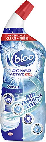 Bloo Power Active Gel, Toilet Cleaner, Blue Gel, Ocean with Anti-Limescale, Cleaning Foam and Extra Freshness, 700 ml x 10, Multipack